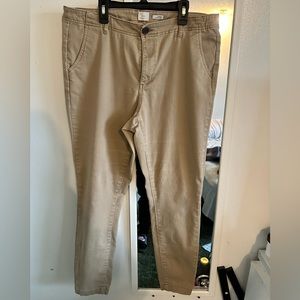 High rise semi skinny slouchy khaki chino pants